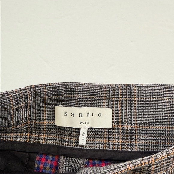 Sandro Paris Plaid Print High Waist Trousers - Picture 3 of 6